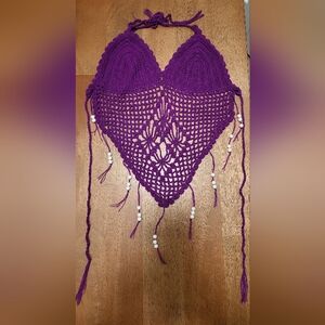 Purple Crochet Halter Top